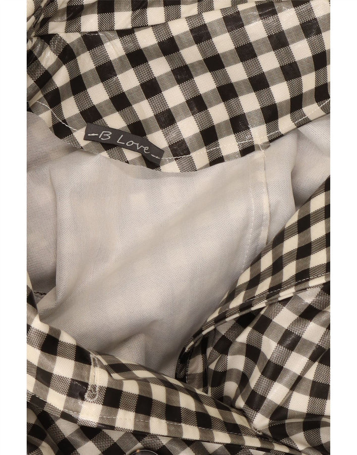 vintage Femme Trench Coat UK 12 Moyen Noir Gingham