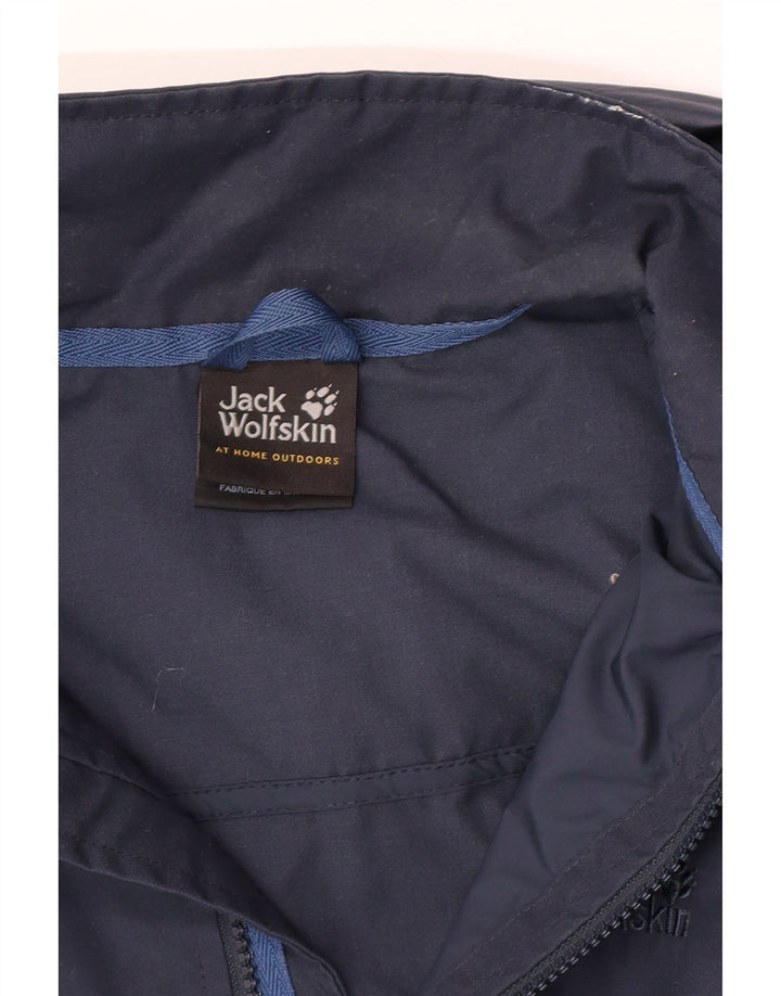 Jack Wolfskin Veste coupe-vent à capuche pour femme UK 12 Bleu marine moyen