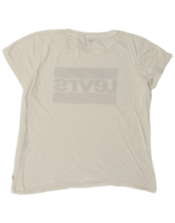 Levi's T-Shirt Graphique Femme UK 14 Blanc Moyen