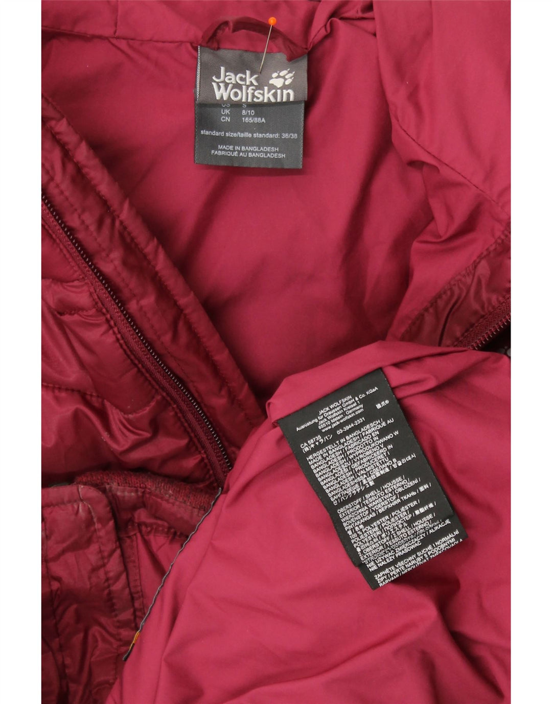 JACK WOLFSKIN Veste matelassée pour femme UK 8/10 Small Burgundy Colourblock