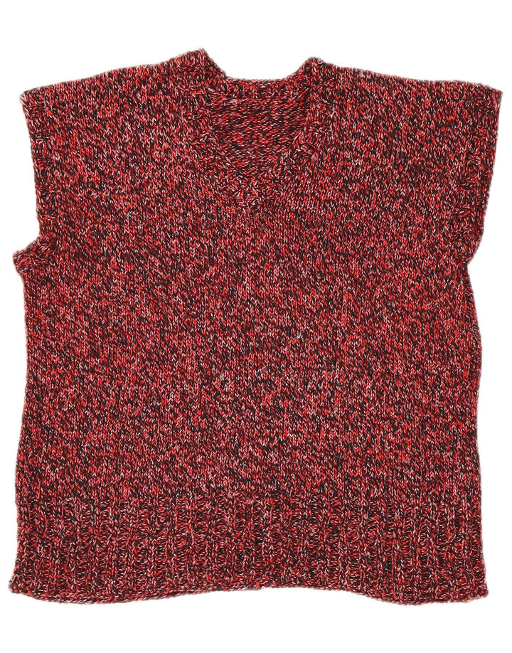 vintage Womens Vest Tank Top UK 18 XL Rouge Moucheté