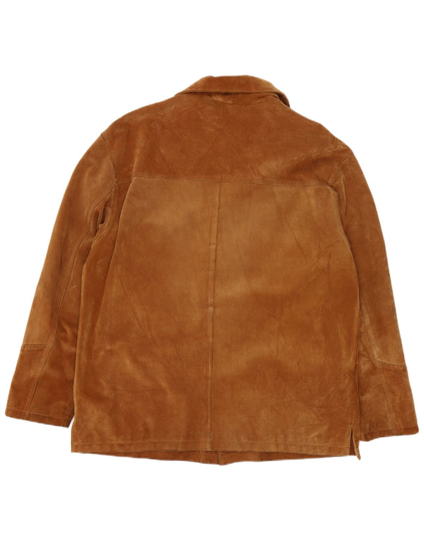 veste en daim homme vintage UK 44 2XL cuir marron