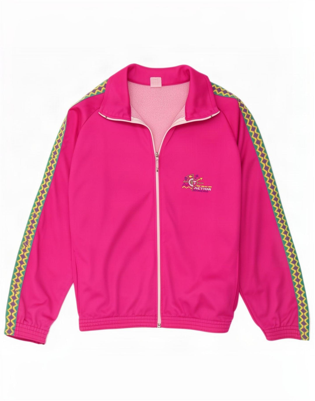 vintage Mens Graphic Survêtement Top Veste Petit Rose Géométrique