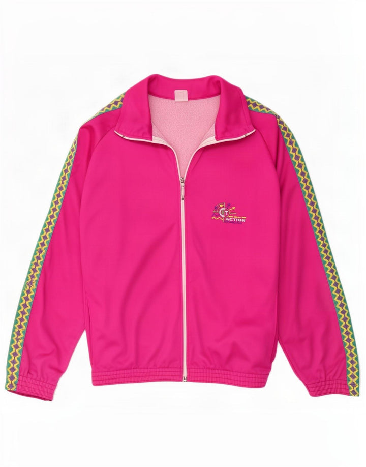 vintage Mens Graphic Survêtement Top Veste Petit Rose Géométrique
