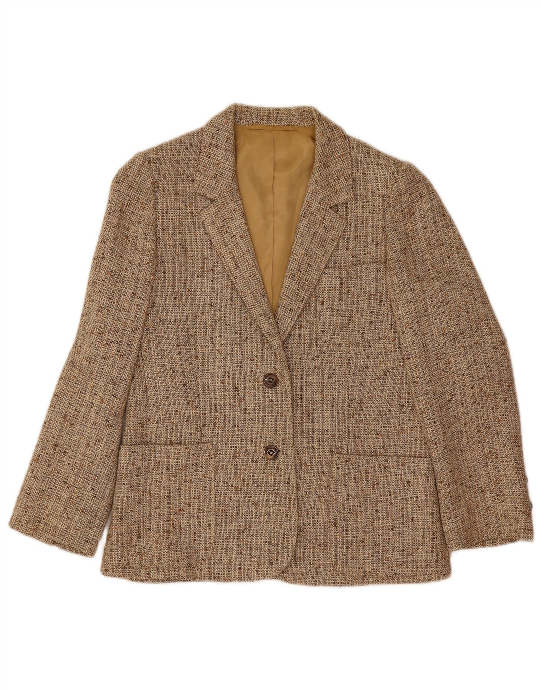 vintage Femme 2 Bouton Blazer Veste UK 10 Petit Beige Moucheté