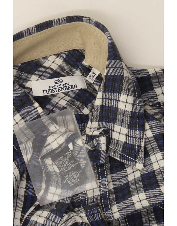Egon Furstenberg Chemise en flanelle homme Taille 40 15 3/4 Plaid bleu moyen