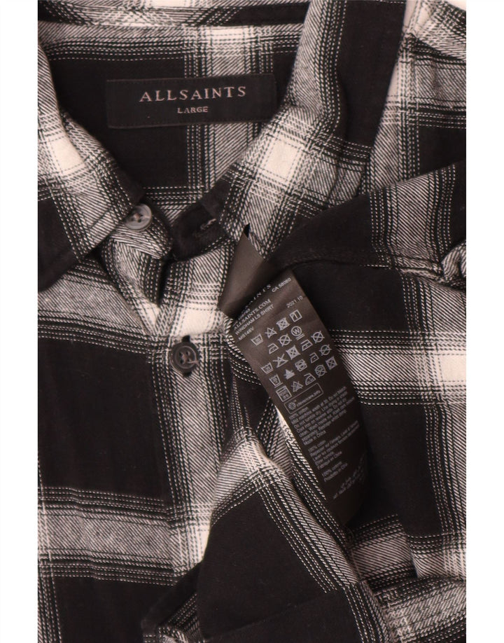 All Saints Chemise Flanelle Homme Grand Carreau Noir Coton