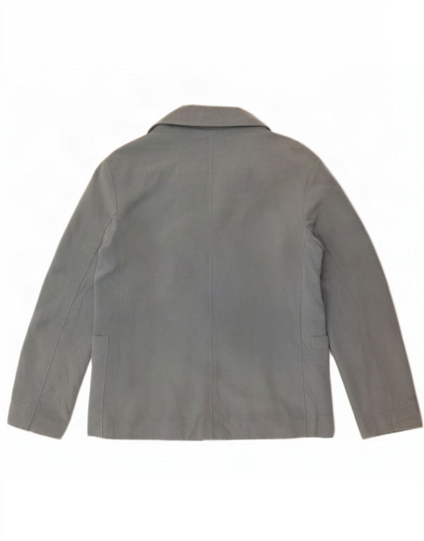vintage Femme 4 Boutons Blazer En Daim Veste UK 14 Cuir Bleu Moyen
