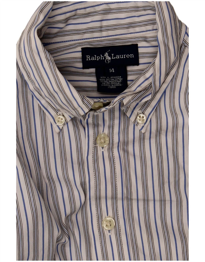 Ralph Lauren Chemise Homme Taille 14 Petit Coton Rayé Blanc