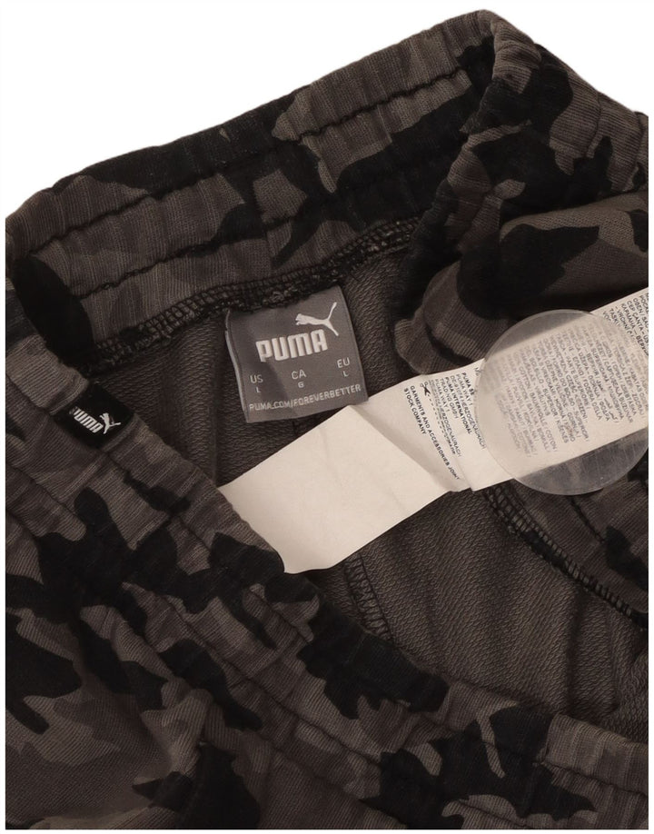 Puma Short de Sport Homme Gris Camouflage Coton Large
