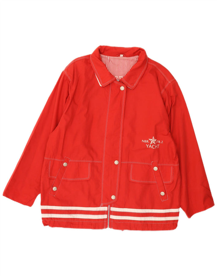 vintage Womens Yachting Veste utilitaire surdimensionnée EU 42 Grand Rayé Rouge