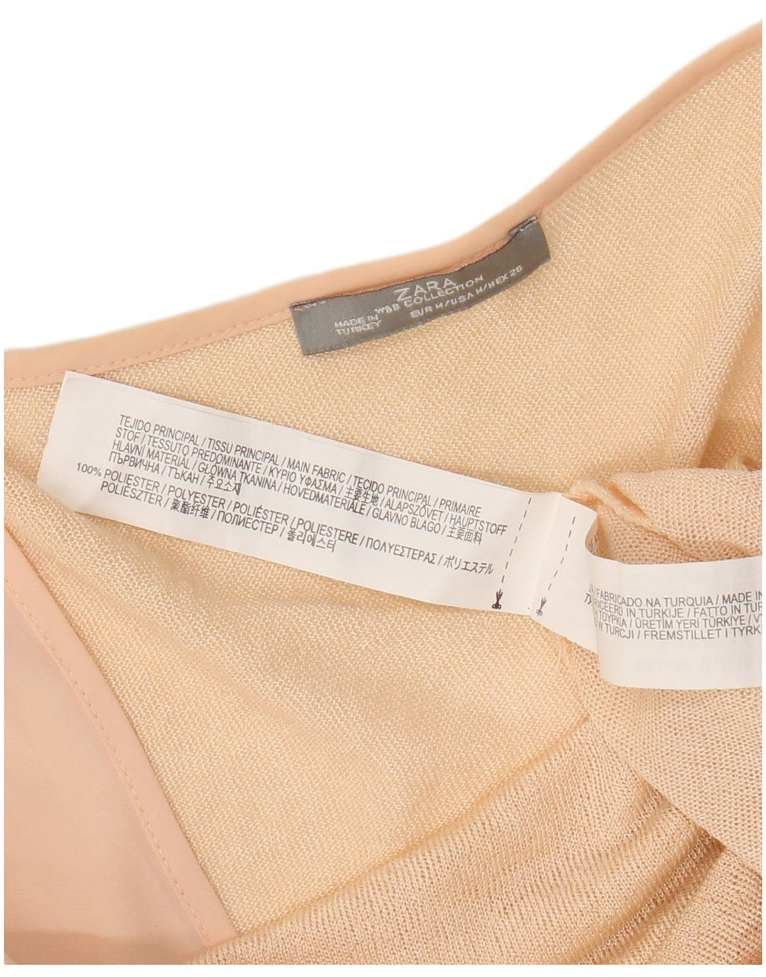 Zara Femme Top Manches 3/4 UK 14 Rose Moyen Polyester