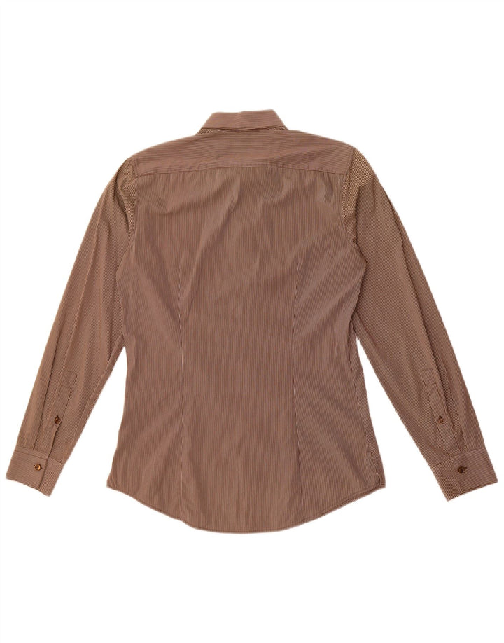 Benetton Chemise Homme Petit Carreau Marron Coton