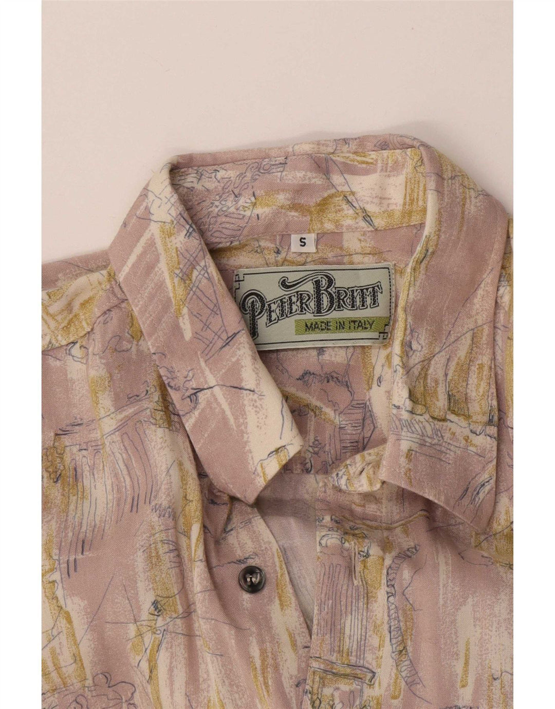 Chemise à motif abstrait vintage pour hommes petit rose