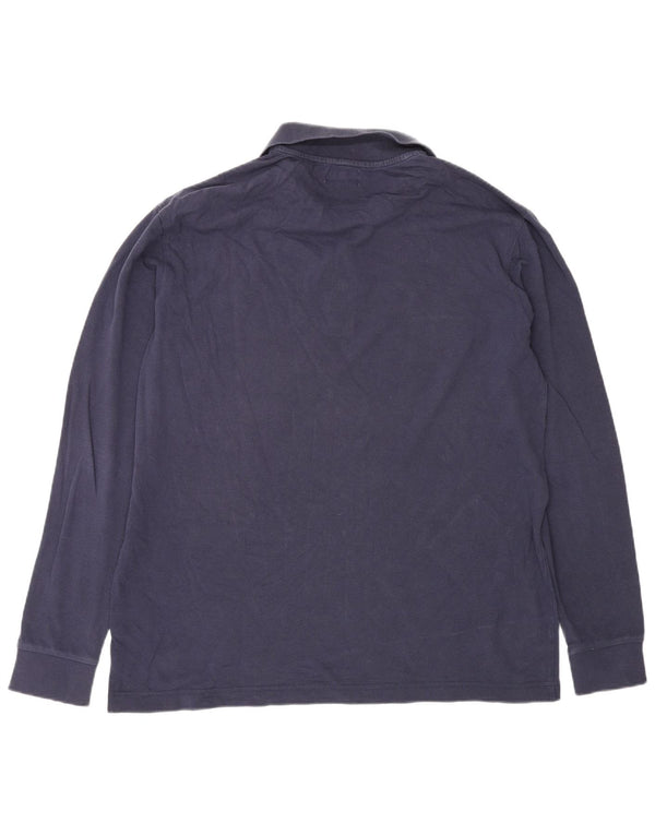 Kappa Polo à manches longues pour homme en coton bleu marine Large