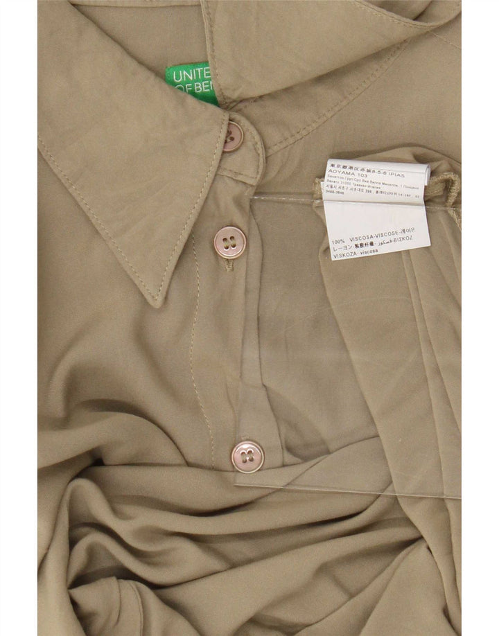 Benetton Chemise Chemisier UK 44 Vert Moyen Viscose Femme