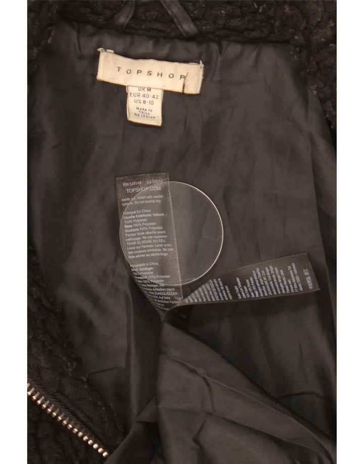 Topshop Veste polaire surdimensionnée pour femme UK 44 Medium Noir Polyester