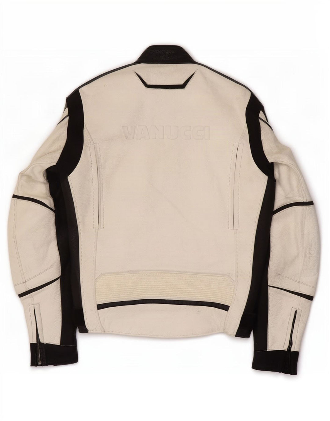 Vanucci Veste de course en cuir graphique pour homme EU 48 Petit colorblock blanc