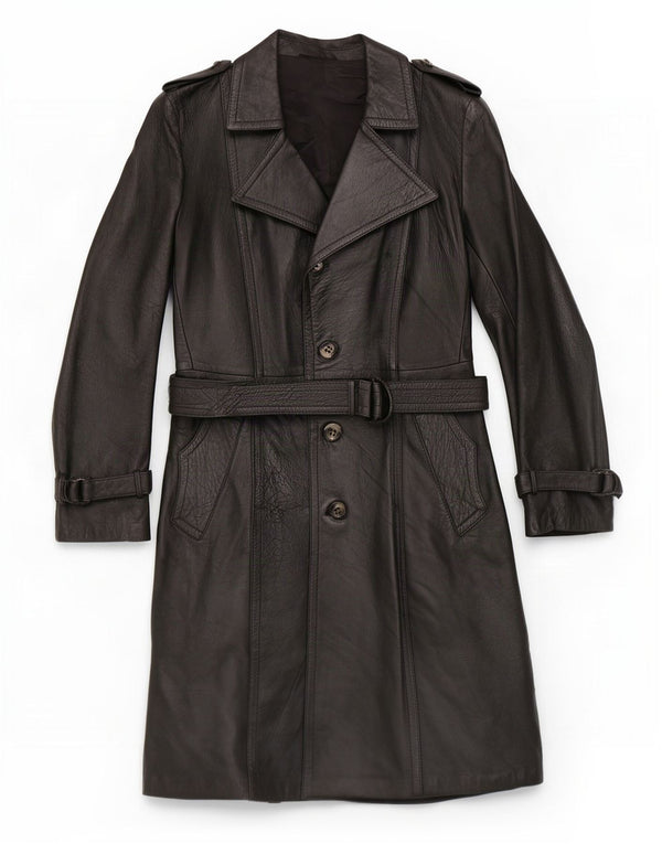 Trench-coat en cuir vintage pour homme IT 46 Petit Noir