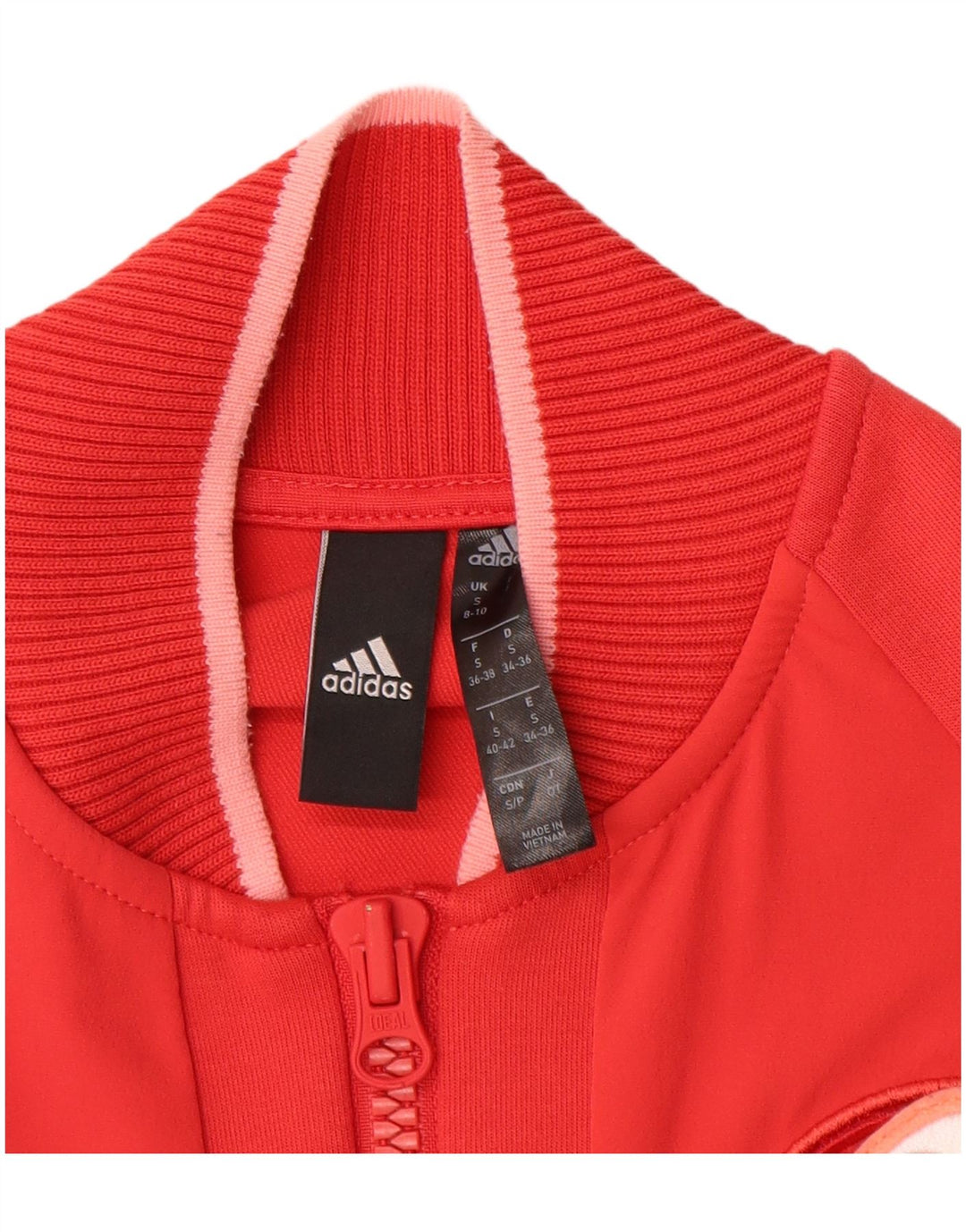 ADIDAS Veste de survêtement pour femme UK 8/10 Petit nylon color block rouge