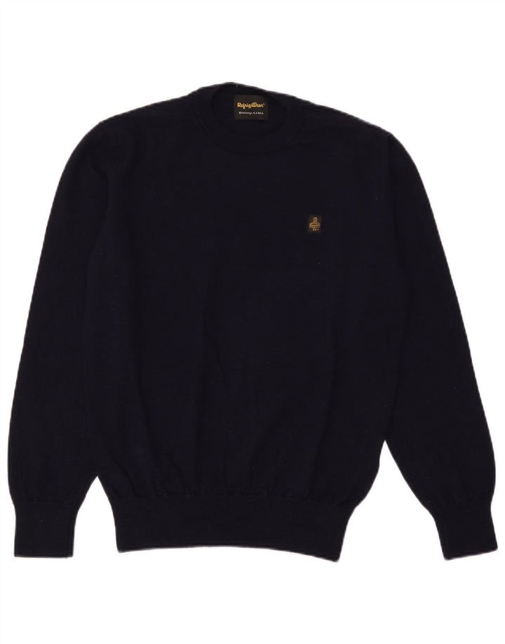 Refrigiwear Pull à col rond pour homme XL en laine bleu marine