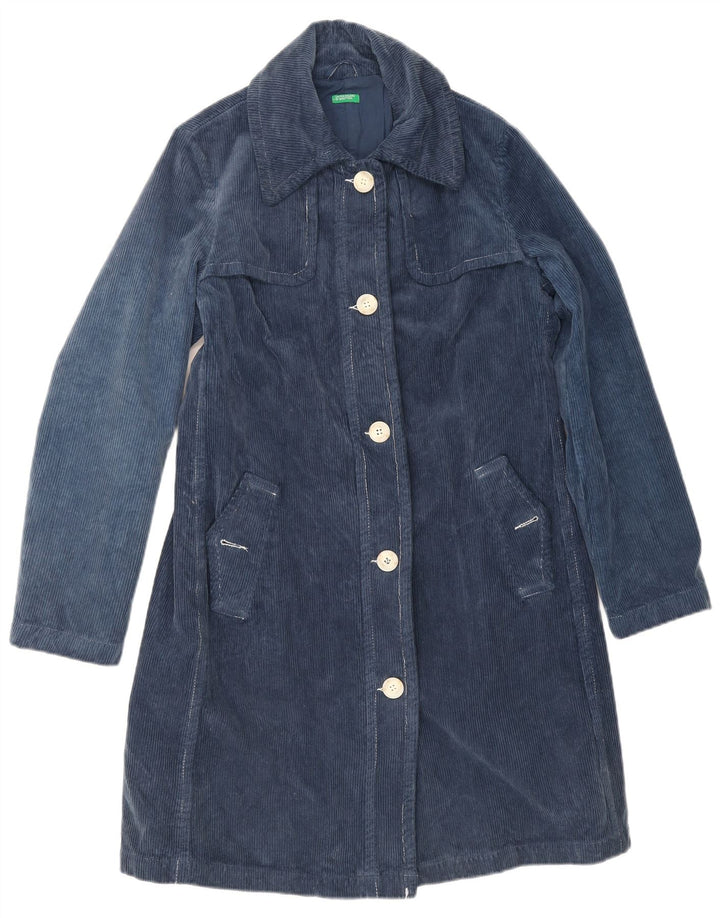 Benetton Manteau En Velours Côtelé Femme IT 44 Coton Bleu Marine Moyen