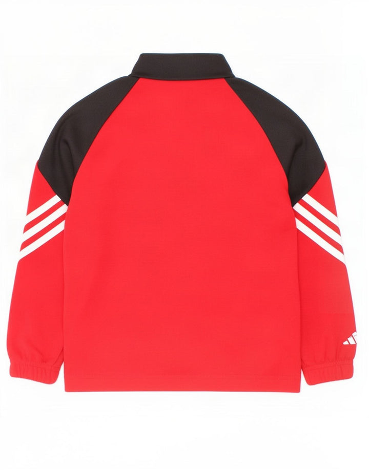 Adidas Haut de survêtement à col zippé pour garçon 5-6 ans XS Rouge Colourblock