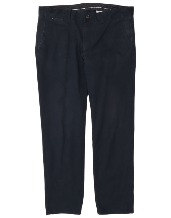 Zara Pantalon Chino Droit Homme EU 44 Large W34 L28 Bleu Marine Coton