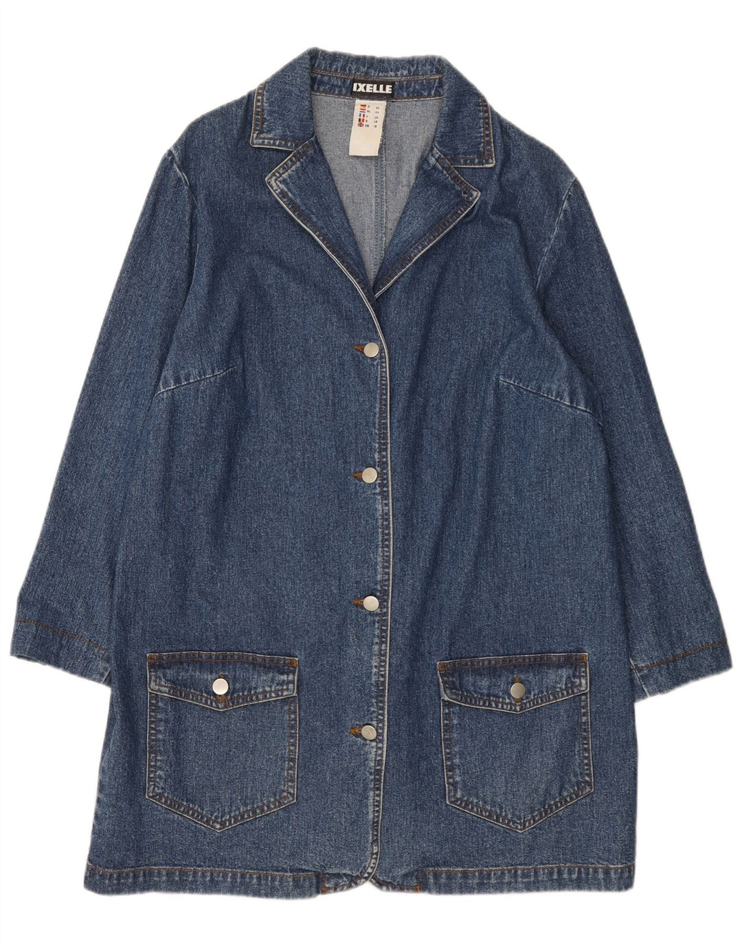 vintage Femme Denim Manteau UK 18 XL Coton Bleu