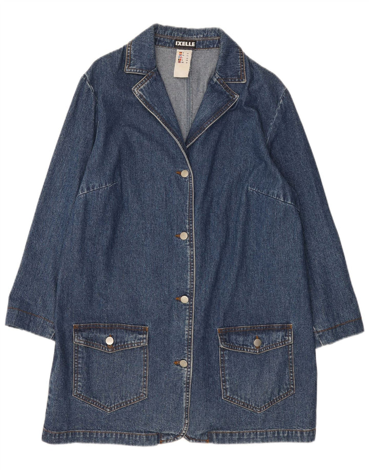 vintage Femme Denim Manteau UK 18 XL Coton Bleu