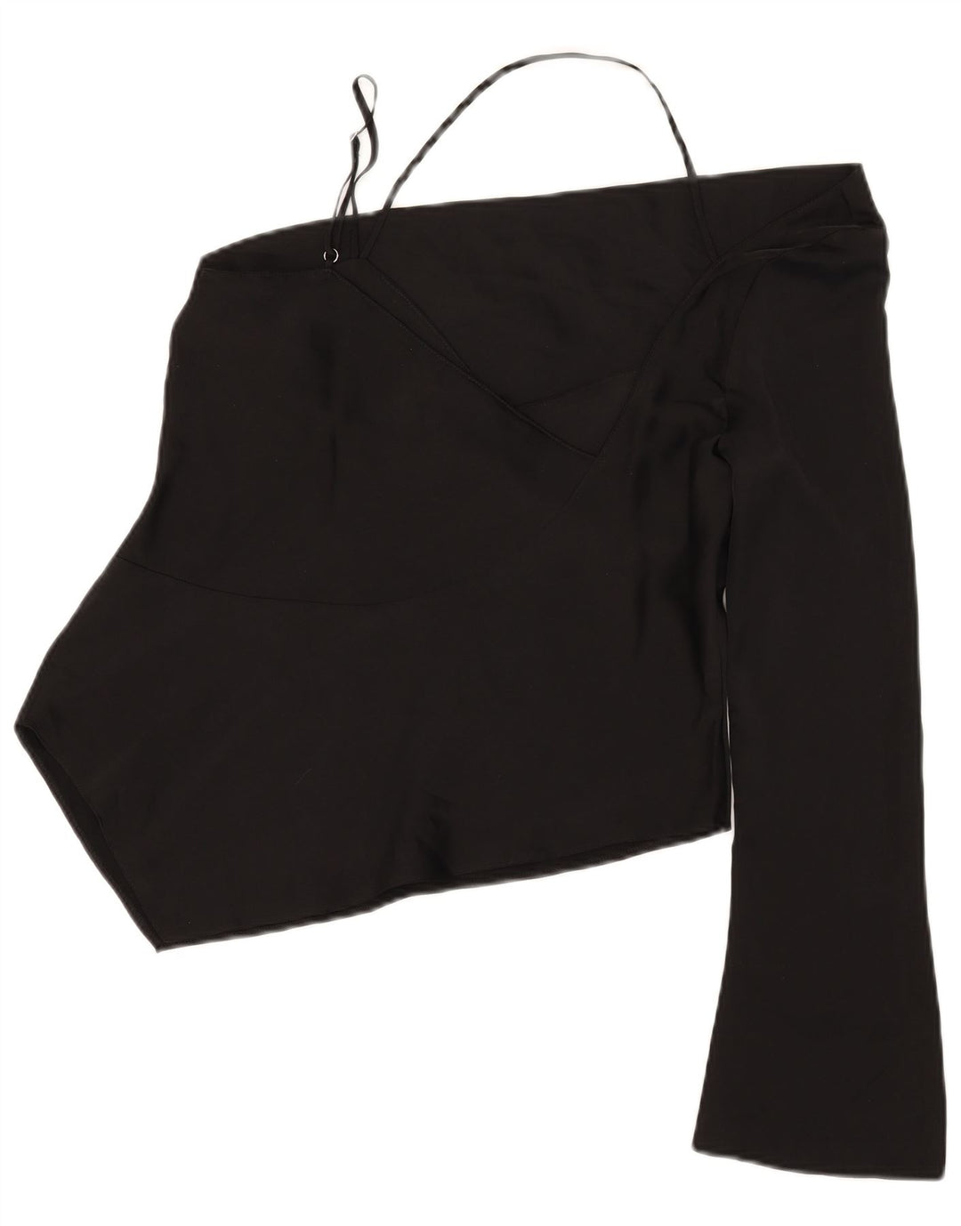 Topshop Femme Asymétrique Une Épaule Top UK 12 Moyen Noir Polyester