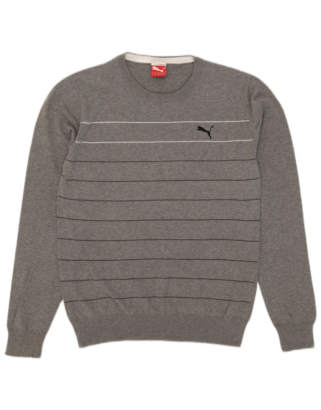 Puma Pull Ras du Cou Homme Gris Moyen Rayé