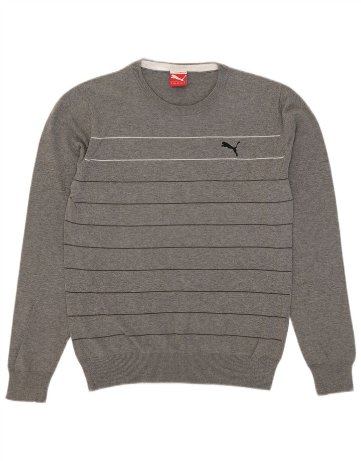 Puma Pull Ras du Cou Homme Gris Moyen Rayé