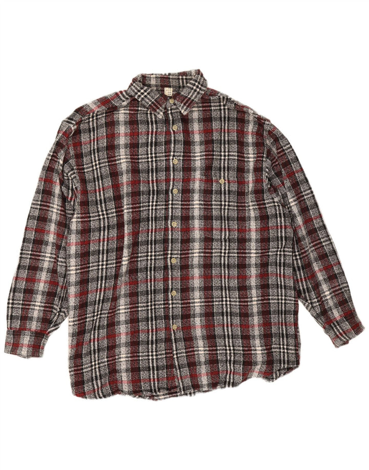 vintage Chemise en flanelle pour hommes Taille 16 1/2 Grand coton à carreaux gris