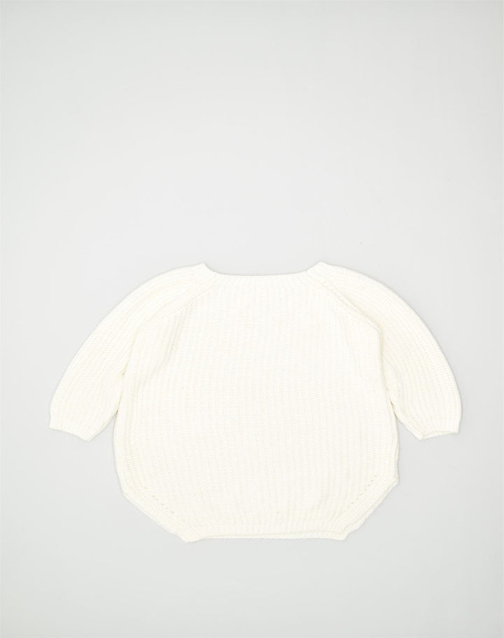 VINTAGE Womens Boat Neck Jumper Sweater UK 20 2XL White Acrylic | Vintage | Thrift | Second-Hand | Used Clothing | Messina Hembry 