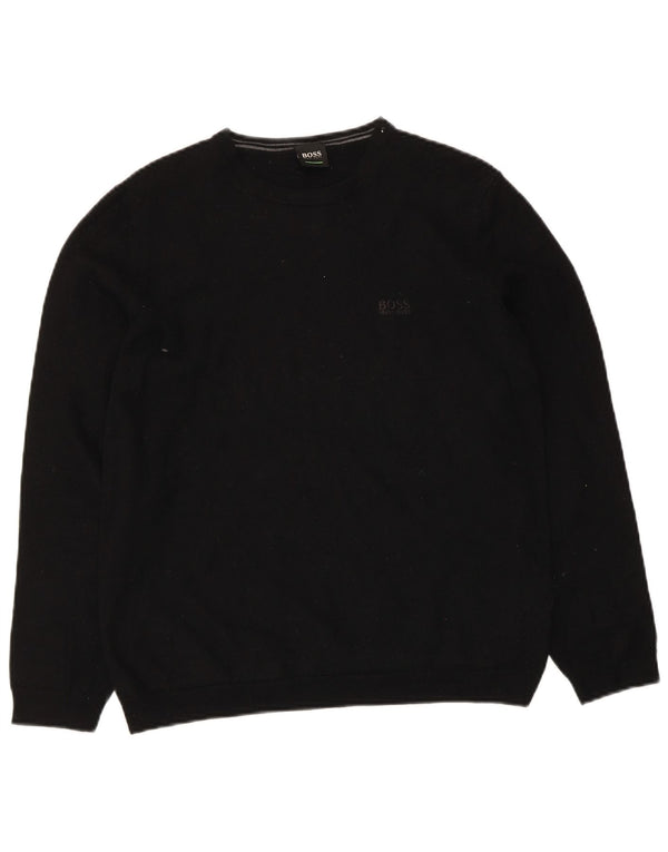 Hugo Boss Pull col bateau pour femme UK 14 Large laine vierge noire