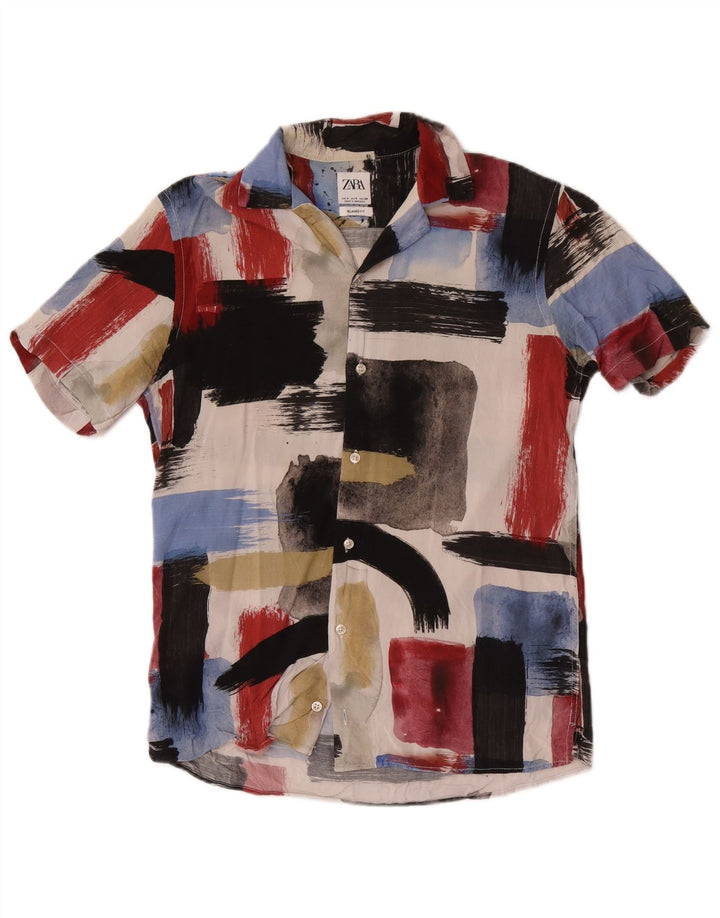 Zara Chemise décontractée à manches courtes pour homme Petit motif géométrique multicolore