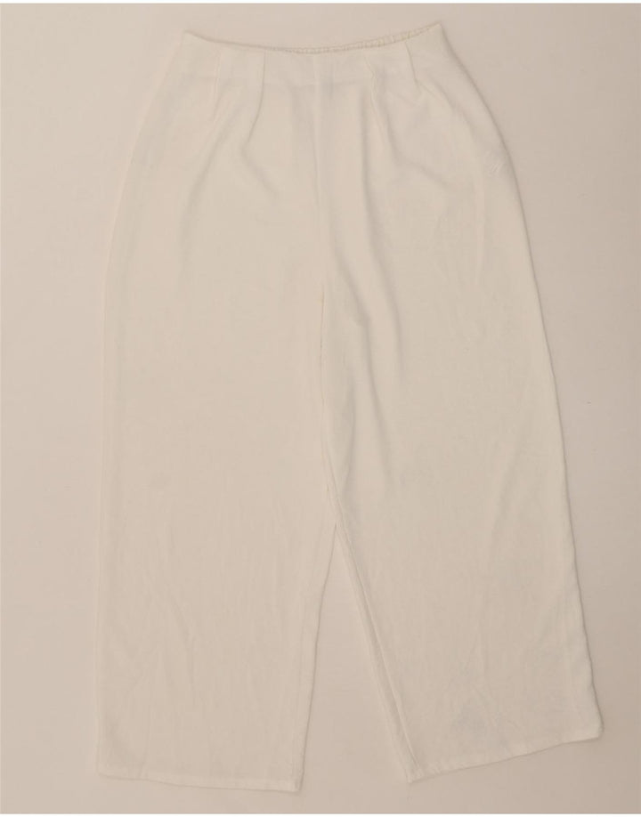 Zara Pantalon Chino Coupe Ample Femme Moyen W28 L25 Blanc Polyester
