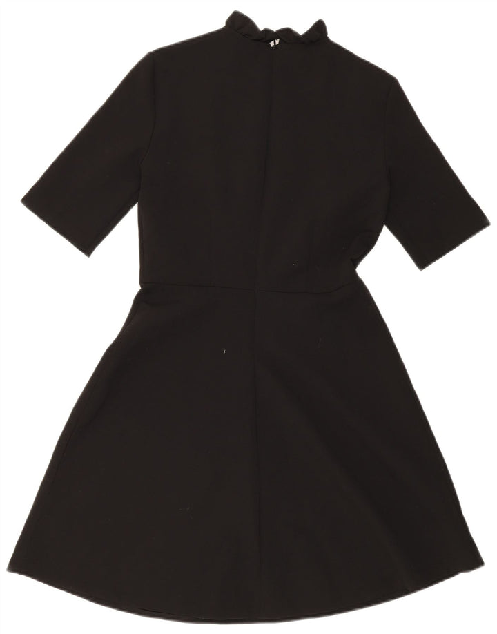 ZARA Robe trapèze pour femme UK 10 Petit polyester floral noir