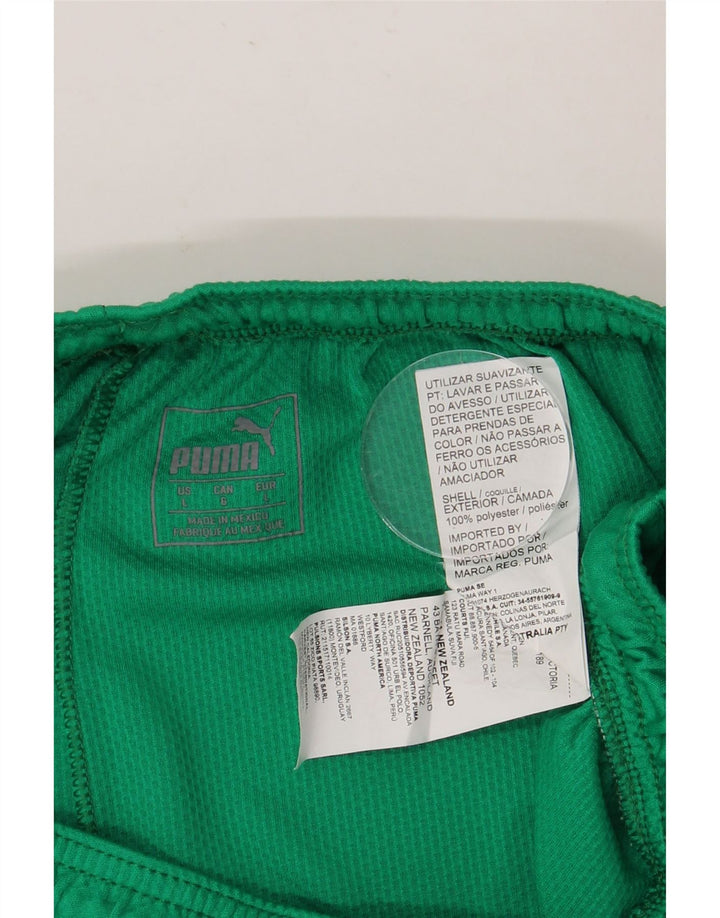 PUMA Short de sport pour hommes, grand, vert, géométrique, polyester
