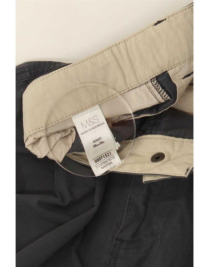 Marks & Spencer Short Cargo Homme Large W34 Bleu Marine Coton