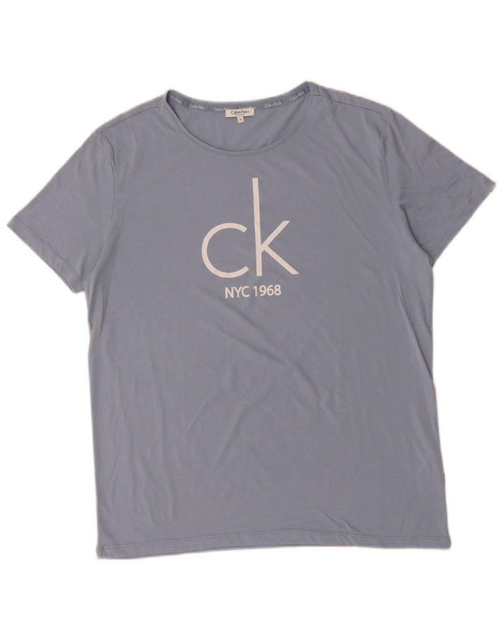 CALVIN KLEIN T-Shirt Graphique Homme Bleu Moyen Coton