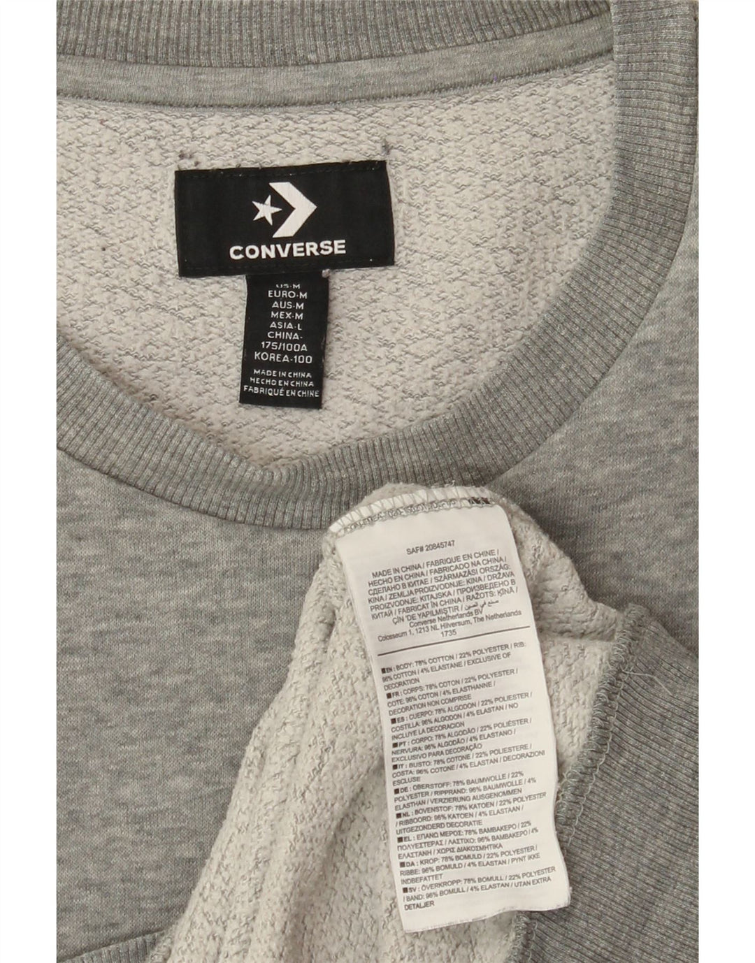 CONVERSE Sweat-Shirt Homme Gris Moyen Coton