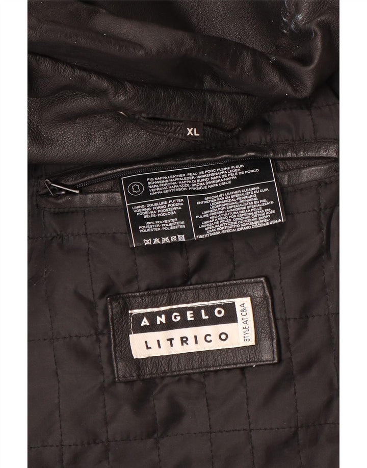Angelo Litrico Veste en cuir pour homme UK 42 XL Cuir noir