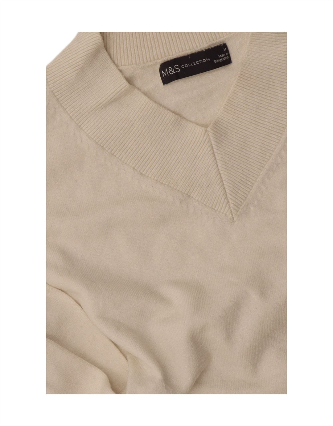 Marks & Spencer Pull col en V pour femme UK 14 Medium Off White