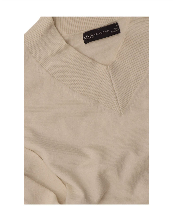 Marks & Spencer Pull col en V pour femme UK 14 Medium Off White