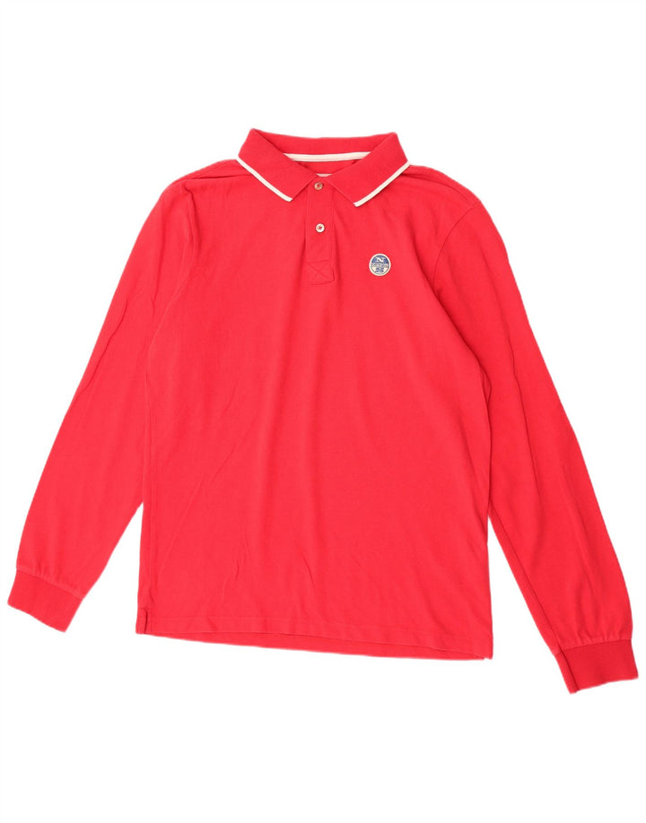 North Sails Polo à manches longues pour homme en coton rouge