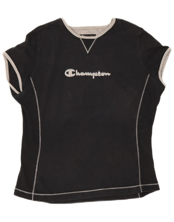 Champion T-Shirt Graphique Femme UK 18 XL Noir Coton