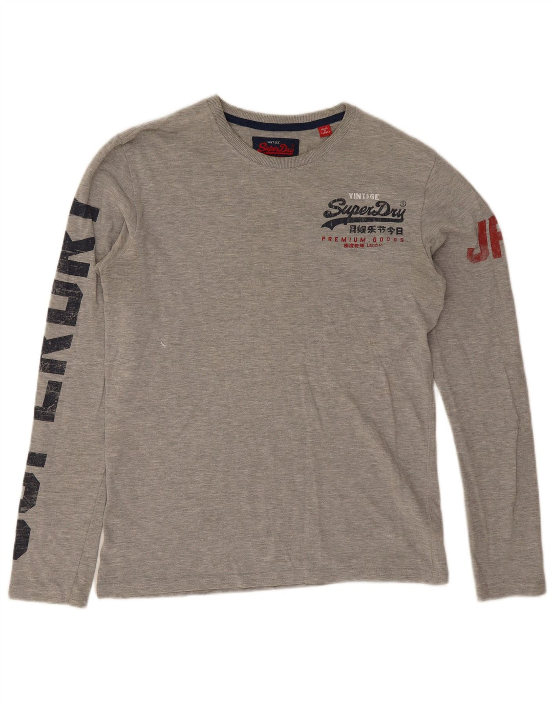 Superdry Haut Graphique à Manches Longues en Coton Chiné Gris Moyen Homme