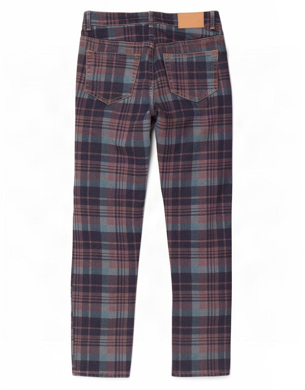 French Connection Pantalon décontracté pour femme UK 8 Small W26 L27 Bleu à carreaux